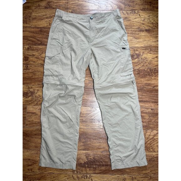 Columbia Nylon Pants Men 36x30 Tan Cargo Convertible Omni Shield Hiking Outdoor - Picture 2 of 5